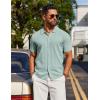 imageCOOFANDY Mens Knit Short Sleeve Button Down Polo ShirtsIce Green