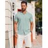 imageCOOFANDY Mens Knit Short Sleeve Button Down Polo ShirtsIce Green