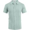 imageCOOFANDY Mens Knit Short Sleeve Button Down Polo ShirtsIce Green