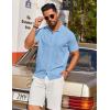 imageCOOFANDY Mens Knit Short Sleeve Button Down Polo ShirtsLight Blue