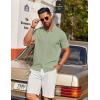 imageCOOFANDY Mens Knit Short Sleeve Button Down Polo ShirtsLight Green