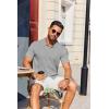 imageCOOFANDY Mens Knit Short Sleeve Button Down Polo ShirtsLight Grey