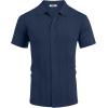 imageCOOFANDY Mens Knit Short Sleeve Button Down Polo ShirtsNavy Blue