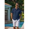 imageCOOFANDY Mens Knit Short Sleeve Button Down Polo ShirtsNavy Blue