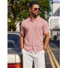 imageCOOFANDY Mens Knit Short Sleeve Button Down Polo ShirtsPink