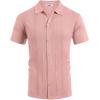 imageCOOFANDY Mens Knit Short Sleeve Button Down Polo ShirtsPink
