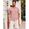 imageCOOFANDY Mens Knit Short Sleeve Button Down Polo ShirtsPink