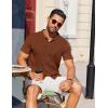 imageCOOFANDY Mens Knit Short Sleeve Button Down Polo ShirtsTerracotta