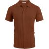 imageCOOFANDY Mens Knit Short Sleeve Button Down Polo ShirtsTerracotta