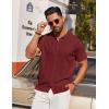 imageCOOFANDY Mens Knit Short Sleeve Button Down Polo ShirtsWine Red