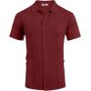 imageCOOFANDY Mens Knit Short Sleeve Button Down Polo ShirtsWine Red