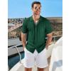 imageCOOFANDY Mens Knit Short Sleeve Shirts Button Down Vintage Knitted Polo Shirt Casual Beach Crochet Cable Vacation ShirtGreen