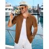 imageCOOFANDY Mens Knit Short Sleeve Shirts Button Down Vintage Knitted Polo Shirt Casual Beach Crochet Cable Vacation ShirtLight Brown