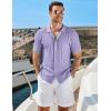 imageCOOFANDY Mens Knit Short Sleeve Shirts Button Down Vintage Knitted Polo Shirt Casual Beach Crochet Cable Vacation ShirtLilac Purple