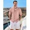imageCOOFANDY Mens Knit Short Sleeve Shirts Button Down Vintage Knitted Polo Shirt Casual Beach Crochet Cable Vacation ShirtLotus Root Pink