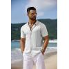 imageCOOFANDY Mens Knit Short Sleeve Shirts Button Down Vintage Knitted Polo Shirt Casual Beach Crochet Cable Vacation ShirtWhitekhaki