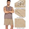 imageCOOFANDY Mens Linen Shorts Casual 9 7 Elastic Waist Drawstring Summer Beach Shorts1 Dark Khaki