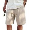 imageCOOFANDY Mens Linen Shorts Casual 9 7 Elastic Waist Drawstring Summer Beach Shorts1 Light Khaki