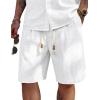 imageCOOFANDY Mens Linen Shorts Casual 9 7 Elastic Waist Drawstring Summer Beach Shorts1 White