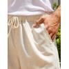 imageCOOFANDY Mens Linen Shorts Casual 9 7 Elastic Waist Drawstring Summer Beach Shorts2 Black Khaki