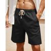 imageCOOFANDY Mens Linen Shorts Casual 9 7 Elastic Waist Drawstring Summer Beach ShortsBlack  Navy Blue