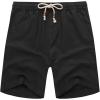 imageCOOFANDY Mens Linen Shorts Casual 9 7 Elastic Waist Drawstring Summer Beach ShortsBlack