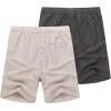 imageCOOFANDY Mens Linen Shorts Casual 9 7 Elastic Waist Drawstring Summer Beach ShortsDark Grey Khaki