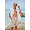 imageCOOFANDY Mens Linen Shorts Casual 9 7 Elastic Waist Drawstring Summer Beach ShortsKhaki