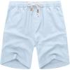 imageCOOFANDY Mens Linen Shorts Casual 9 7 Elastic Waist Drawstring Summer Beach ShortsLight Blue