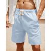 imageCOOFANDY Mens Linen Shorts Casual 9 7 Elastic Waist Drawstring Summer Beach ShortsLight Blue Navy Blue