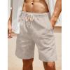imageCOOFANDY Mens Linen Shorts Casual 9 7 Elastic Waist Drawstring Summer Beach ShortsLight Khaki Dark Khaki