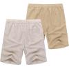 imageCOOFANDY Mens Linen Shorts Casual 9 7 Elastic Waist Drawstring Summer Beach ShortsLight Khaki Dark Khaki