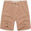 imageCOOFANDY Mens Linen Shorts Casual 9 7 Elastic Waist Drawstring Summer Beach ShortsLight Tan