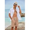 imageCOOFANDY Mens Linen Shorts Casual 9 7 Elastic Waist Drawstring Summer Beach ShortsLight Tan