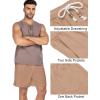 imageCOOFANDY Mens Linen Shorts Casual 9 7 Elastic Waist Drawstring Summer Beach ShortsLight Tan