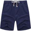imageCOOFANDY Mens Linen Shorts Casual 9 7 Elastic Waist Drawstring Summer Beach ShortsNavy Blue