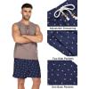 imageCOOFANDY Mens Linen Shorts Casual 9 7 Elastic Waist Drawstring Summer Beach ShortsNavy Pineapple