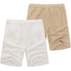 imageCOOFANDY Mens Linen Shorts Casual 9 7 Elastic Waist Drawstring Summer Beach ShortsWhite Dark Khaki