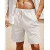 imageCOOFANDY Mens Linen Shorts Casual 9 7 Elastic Waist Drawstring Summer Beach ShortsWhite Dark Khaki