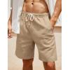 imageCOOFANDY Mens Linen Shorts Casual 9 7 Elastic Waist Drawstring Summer Beach ShortsWhite Dark Khaki