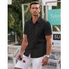imageCOOFANDY Mens Short Sleeve Button Down Shirts Wrinkle Free Dress Shirts Casual Polka Dot Print Shirt with PocketBlack Plaid