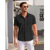 imageCOOFANDY Mens Short Sleeve Button Down Shirts Wrinkle Free Dress Shirts Casual Polka Dot Print Shirt with PocketBlack Plaid