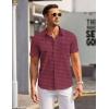 imageCOOFANDY Mens Short Sleeve Button Down Shirts Wrinkle Free Dress Shirts Casual Polka Dot Print Shirt with PocketWine Redsquare
