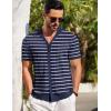 imageCOOFANDY Mens Short Sleeve Knit Shirt Casual Button Down Shirt Vintage Striped Knitted Golf Beach TopsTz377