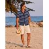 imageCOOFANDY Mens Short Sleeve Knit Shirt Casual Button Down Shirt Vintage Striped Knitted Golf Beach TopsTz377