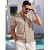imageCOOFANDY Mens Short Sleeve Knit Shirt Casual Button Down Shirt Vintage Striped Knitted Golf Beach TopsTz389