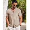 imageCOOFANDY Mens Short Sleeve Knit Shirt Casual Button Down Shirt Vintage Striped Knitted Golf Beach TopsTz389