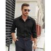 imageCOOFANDY Mens Stretch Dress Shirts Long Sleeve Button Down Shirt Regular Fit Formal Business Wedding ShirtsA Black