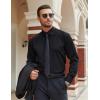 imageCOOFANDY Mens Stretch Dress Shirts Long Sleeve Button Down Shirt Regular Fit Formal Business Wedding ShirtsA Black