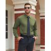 imageCOOFANDY Mens Stretch Dress Shirts Long Sleeve Button Down Shirt Regular Fit Formal Business Wedding ShirtsArmy Green